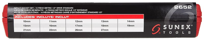 SUNEX TOOLS 2652 14 Piece 1/2-Inch Drive Standard Metric 6 Point Impact Socket Set - Image 5