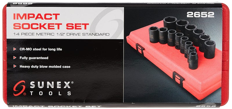 SUNEX TOOLS 2652 14 Piece 1/2-Inch Drive Standard Metric 6 Point Impact Socket Set - Image 3