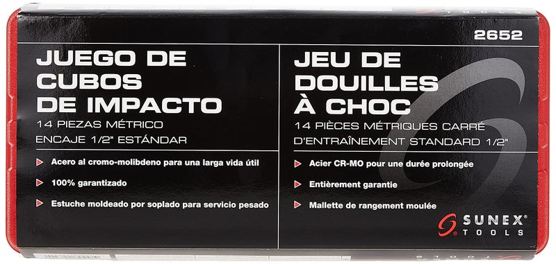 SUNEX TOOLS 2652 14 Piece 1/2-Inch Drive Standard Metric 6 Point Impact Socket Set - Image 4