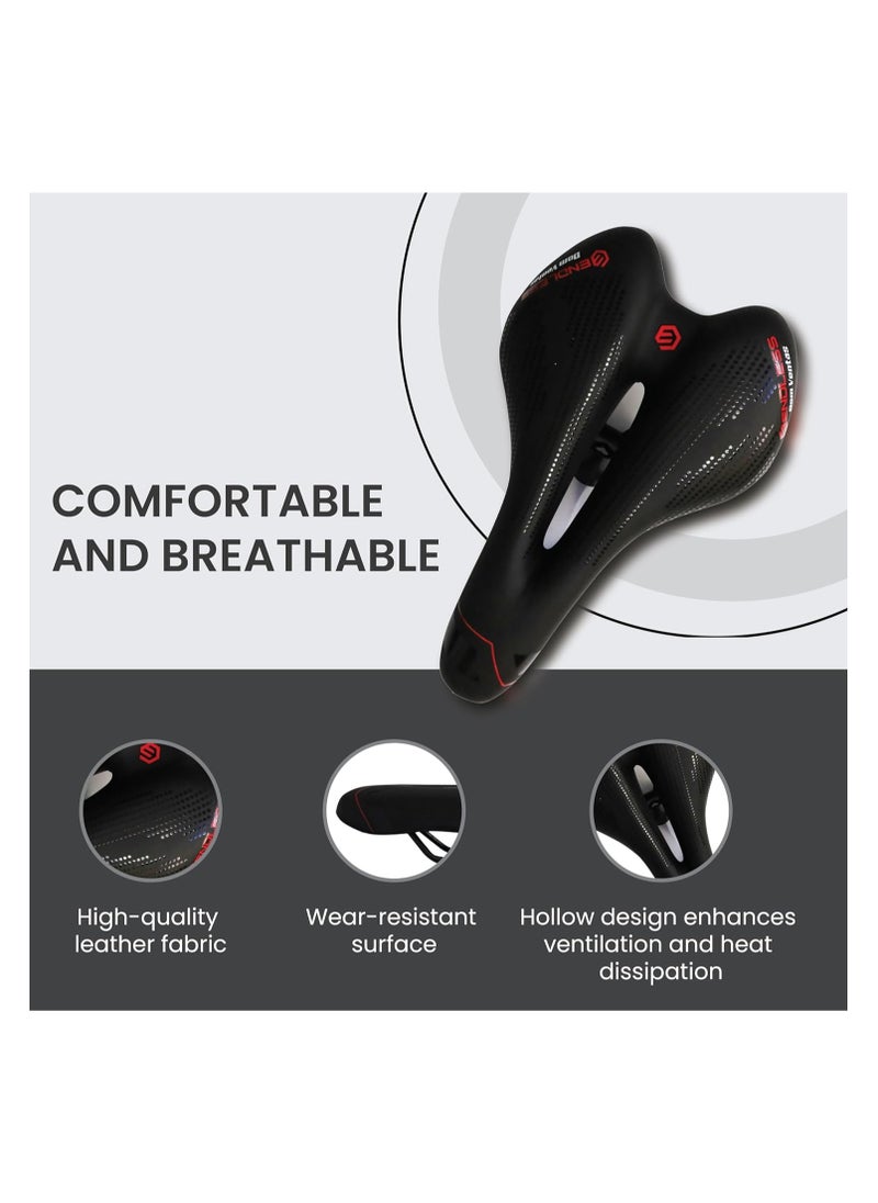 ENDLESS  Sleek Cycle Seat with Red Reflective Safety Strip | Universal Memory Foam Seat with Breathable, Shock Absorbing and Waterproof Bike Saddle for All Type of Bikes | PU : Material  - Image 2