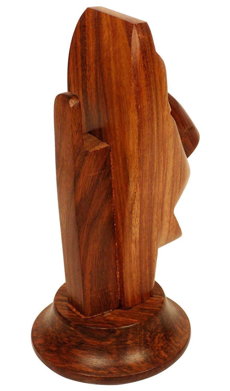Craftland Rosewood Nose Shaped Wooden Spectacle Holder Stand (2.3 x 2.3 x 6 Inches, Brown) - Image 3