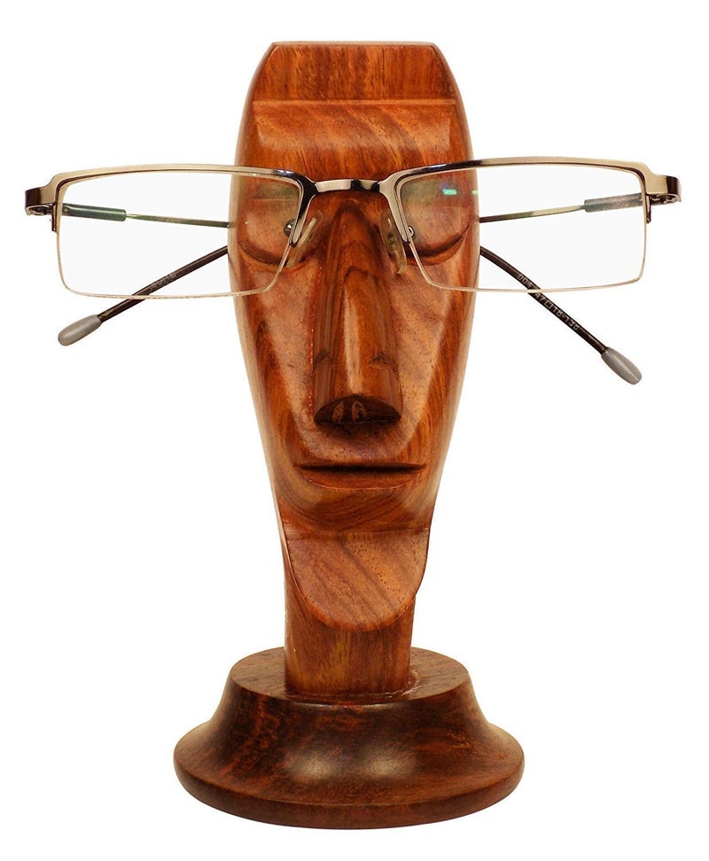 Craftland Rosewood Nose Shaped Wooden Spectacle Holder Stand (2.3 x 2.3 x 6 Inches, Brown) - Image 2