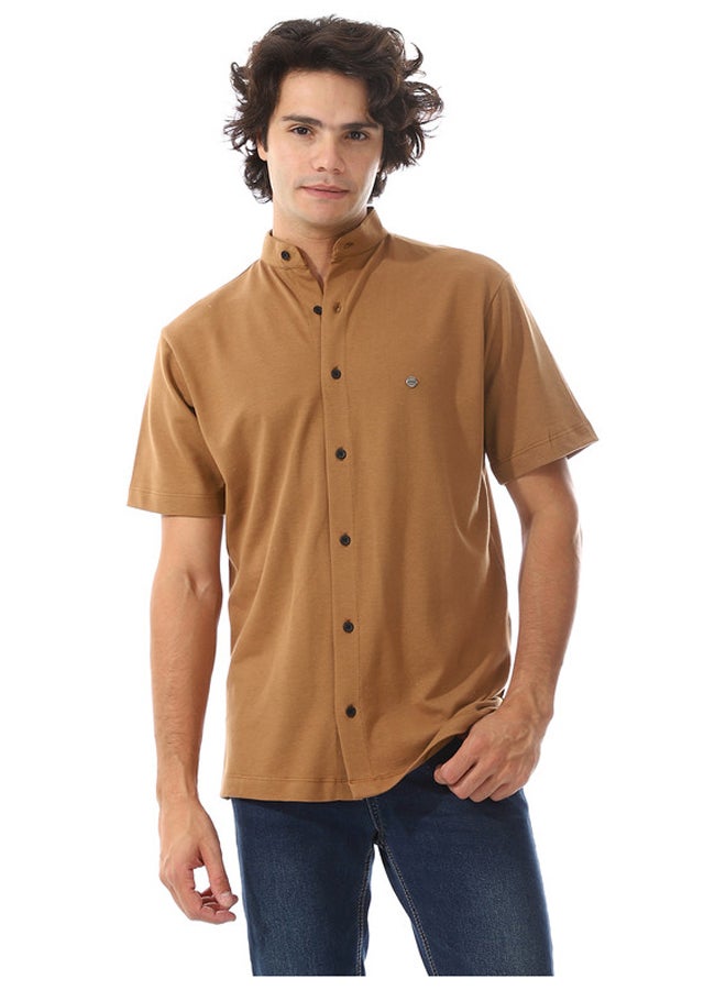 WHITE RABBIT Mustard Mandarin Trendy Shirt - Image 1