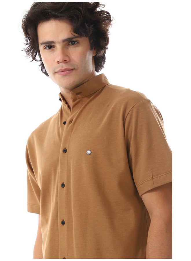 WHITE RABBIT Mustard Mandarin Trendy Shirt - Image 4