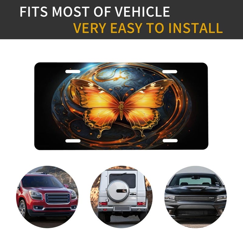 Abstract Animal Butterfly Front License Plate for Women Men Funny Car License Plates with 4 Holes Aluminum Metal Novelty Vanity Tag Cover Rust-Proof Us Canada Car Decor Accessory 6 * 12 Inches 609 - Image 5