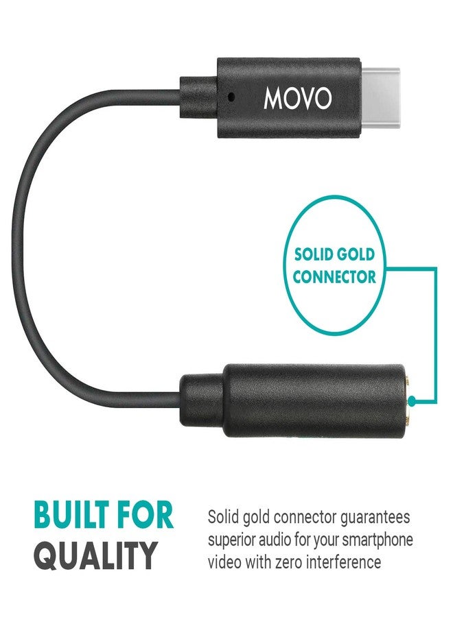 Movo Female 3.5mm TRRS Microphone Adapter Cable to USB-C Connector Dongle Compatible with Apple iPhone 15/16 and up, iPad Smartphones and Tablets - Optimized for Microphones/Pro Audio - Image 4