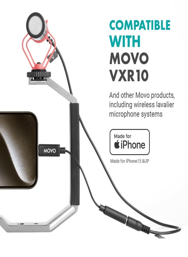 Movo Female 3.5mm TRRS Microphone Adapter Cable to USB-C Connector Dongle Compatible with Apple iPhone 15/16 and up, iPad Smartphones and Tablets - Optimized for Microphones/Pro Audio - Image 5