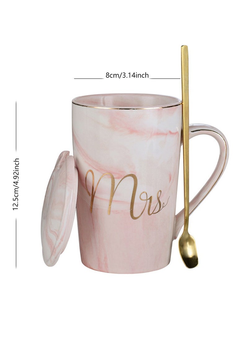 Ceramic Mr And Mrs Coffee Mug Sets With Spoon 2-pieces Sweet Couple cup Stoneware Cups For Coffee Beer Tea Festivals and Housewarming Gifts For Family And Friends With Gift Box - Image 2