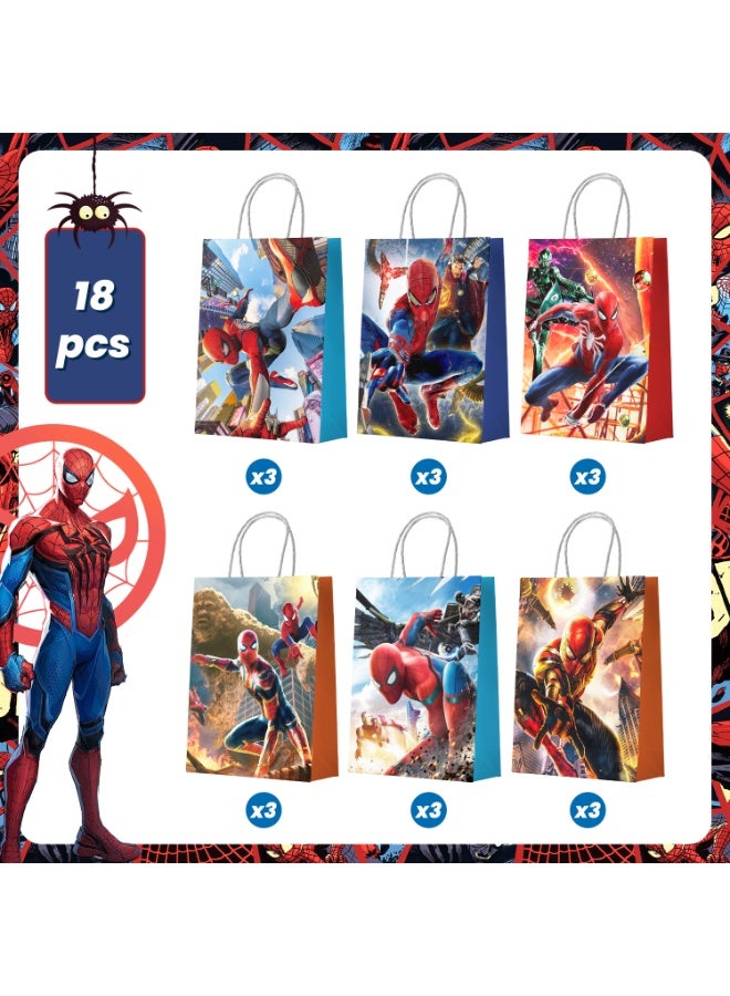 ILovhaprty Spider-Man Party Paper Bags, 18pcs Spider-Man Birthday Party Favors Gift Bags, Superhero Goodie Bags, Web Slinger Candy Bags, Marvel Party Decoration Supplies - Image 3