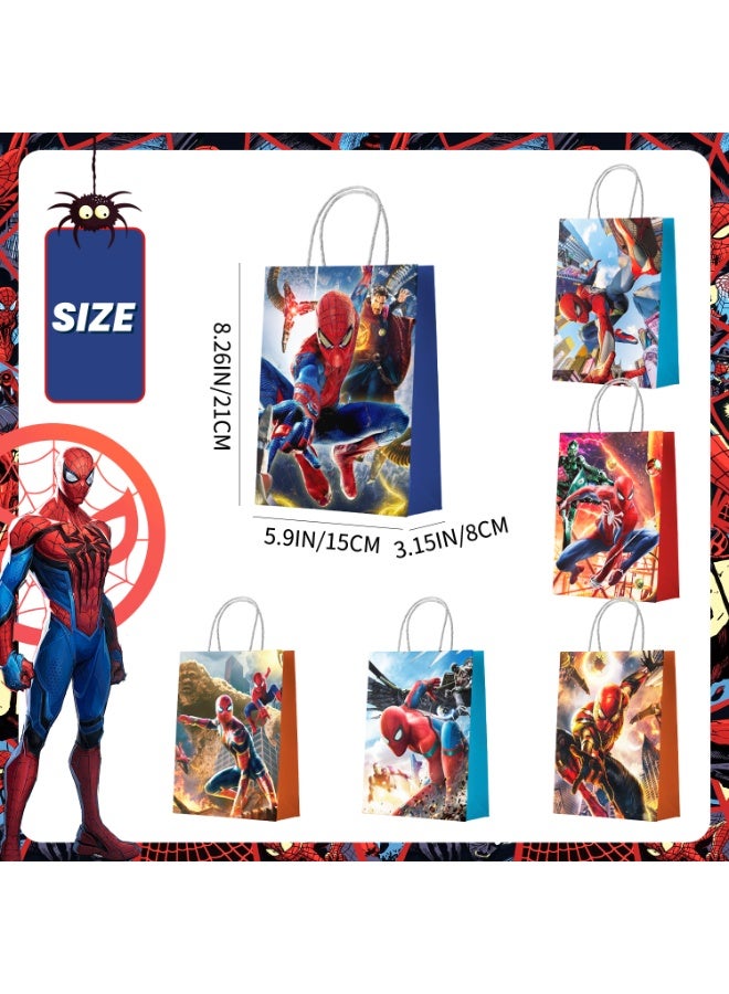 ILovhaprty Spider-Man Party Paper Bags, 18pcs Spider-Man Birthday Party Favors Gift Bags, Superhero Goodie Bags, Web Slinger Candy Bags, Marvel Party Decoration Supplies - Image 2