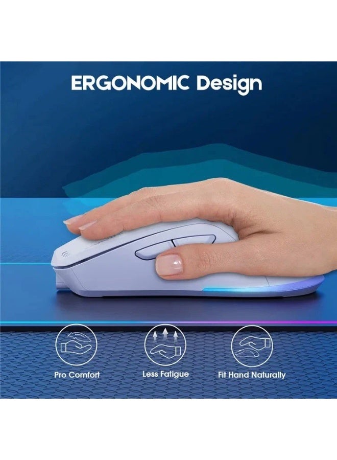 أونيكوما ماوس ألعاب ONIKUMA CW917 RGB ثنائي الوضع سلكي ولاسلكي 2.4 جيجاهرتز - دقة قابلة للتعديل 800-4800 نقطة في البوصة، 6 أزرار قابلة للبرمجة، إضاءة RGB، تصميم مريح، أبيض - Image 4