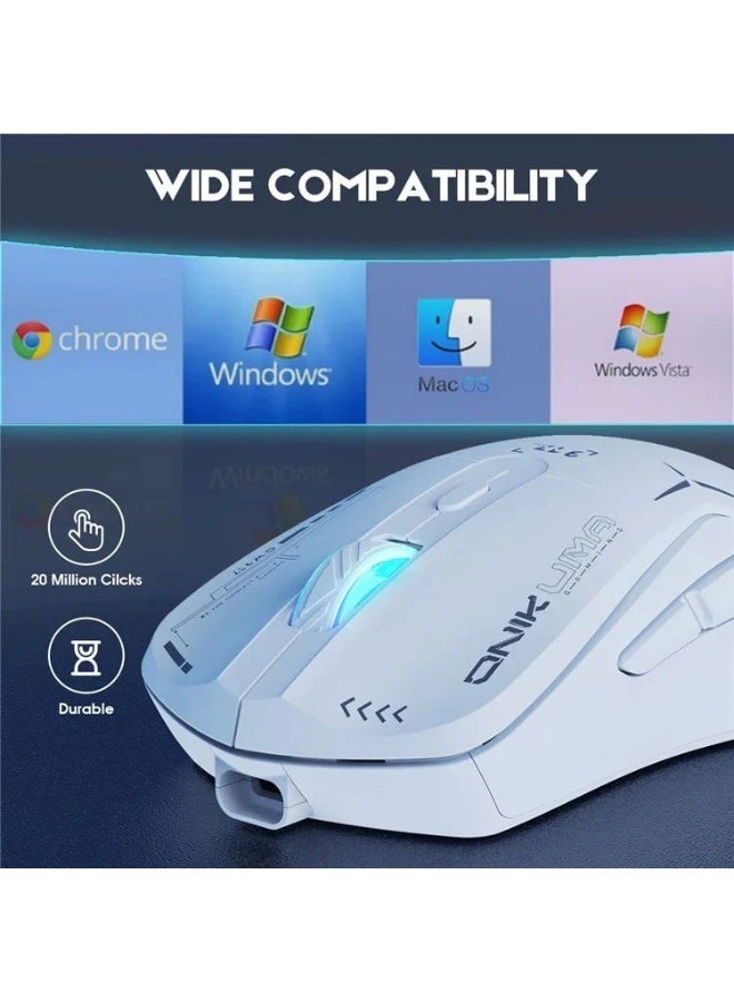 أونيكوما ماوس ألعاب ONIKUMA CW917 RGB ثنائي الوضع سلكي ولاسلكي 2.4 جيجاهرتز - دقة قابلة للتعديل 800-4800 نقطة في البوصة، 6 أزرار قابلة للبرمجة، إضاءة RGB، تصميم مريح، أبيض - Image 2