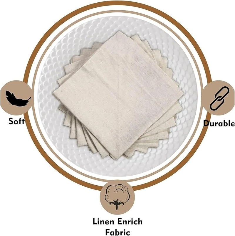 مجموعة مناديل الكتان الطبيعي من 12 قطعة - مناديل العشاء الناعمة والماصة للمناسبات والاستخدام اليومي - Image 4