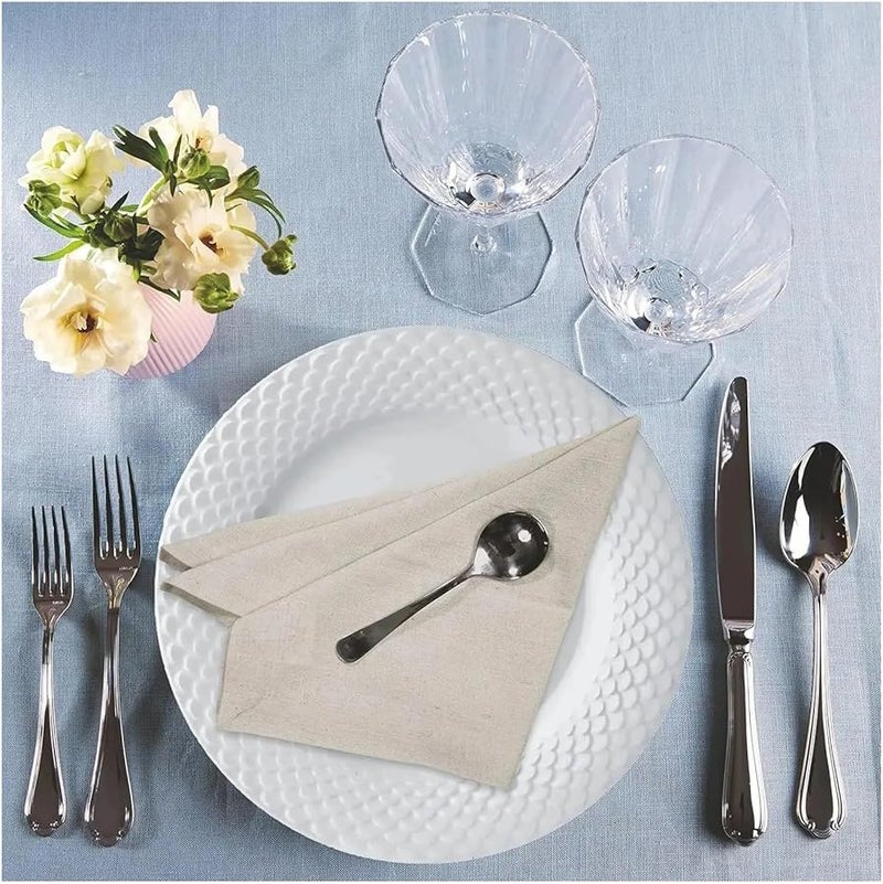 مجموعة مناديل الكتان الطبيعي من 12 قطعة - مناديل العشاء الناعمة والماصة للمناسبات والاستخدام اليومي - Image 5