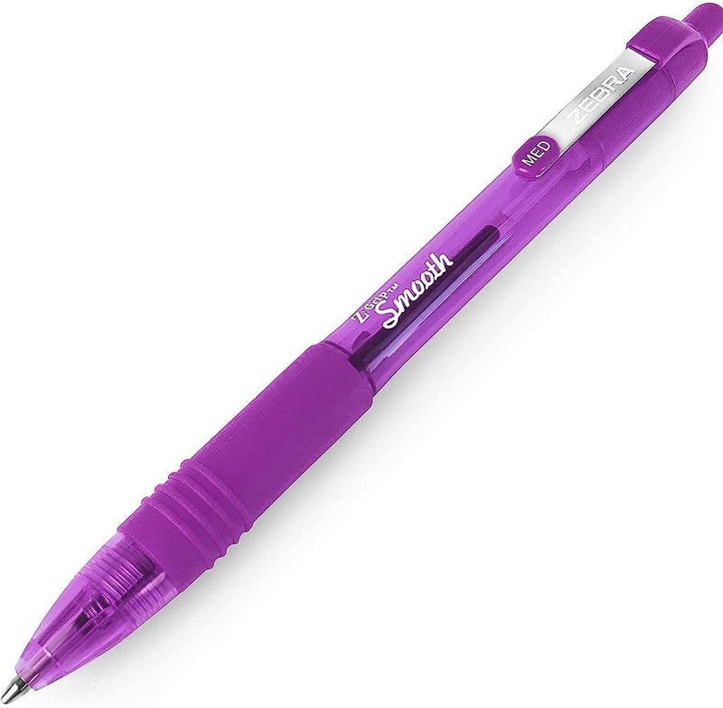 Zebra Pen Z-Grip Smooth - Retractable Ballpoint Pen - Pack of 3 - Purple - Image 2