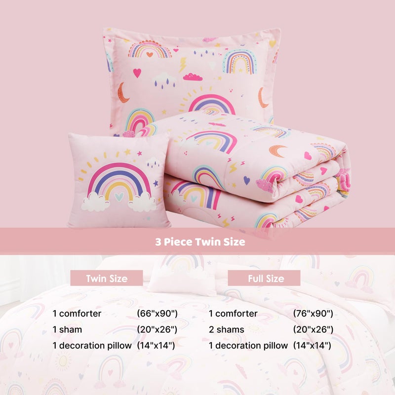 Kaleido Space Glow in The Dark Twin Size Comforter Set for Girls, Pink Rainbow Bedding Set for Kids 1 Comforter, 1 Decor Pillow, 1 Pillow Sham - Image 5
