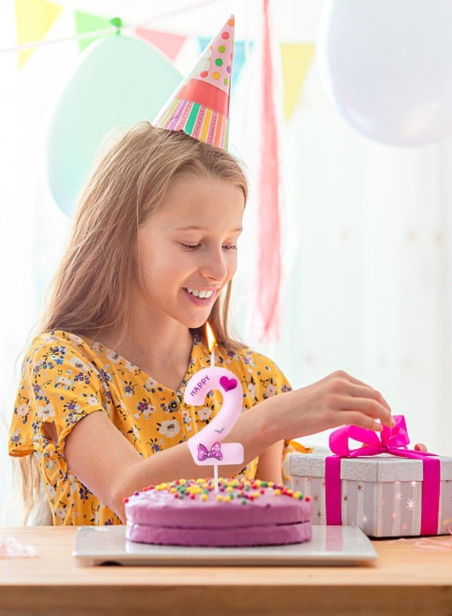 Gezan Pink Bow Birthday Candles Number 2 Candles Pink Birthday Candles for Cake Birthday Decorations for Girl,Women,Sweet One Birthday Party Decorations (Number 2) - Image 5