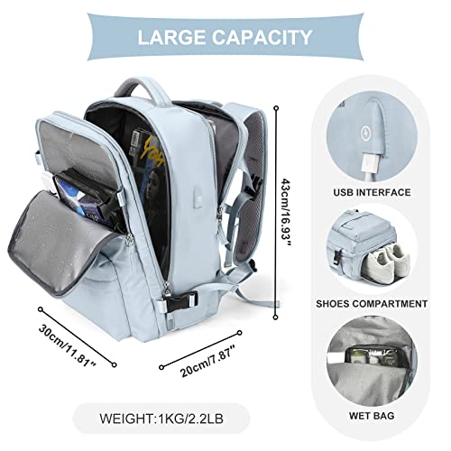 coowoz Travel Backpack For Women Men Airline Approved,Carry On Backpack,Large Hiking Backpack Waterproof Outdoor Sports Rucksack Casual Daypack Fit 15.6 Inch Laptop Backpack Blue College Backpack - Image 2