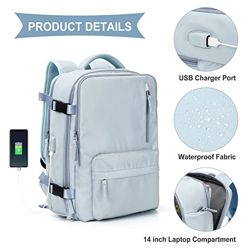 coowoz Travel Backpack For Women Men Airline Approved,Carry On Backpack,Large Hiking Backpack Waterproof Outdoor Sports Rucksack Casual Daypack Fit 15.6 Inch Laptop Backpack Blue College Backpack - Image 3