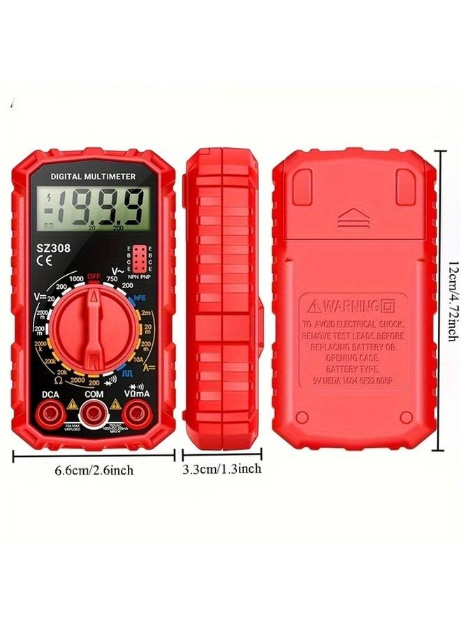 Black Digital Multimeter AC DC Voltage Current Tester with Backlit LCD Display - Image 3
