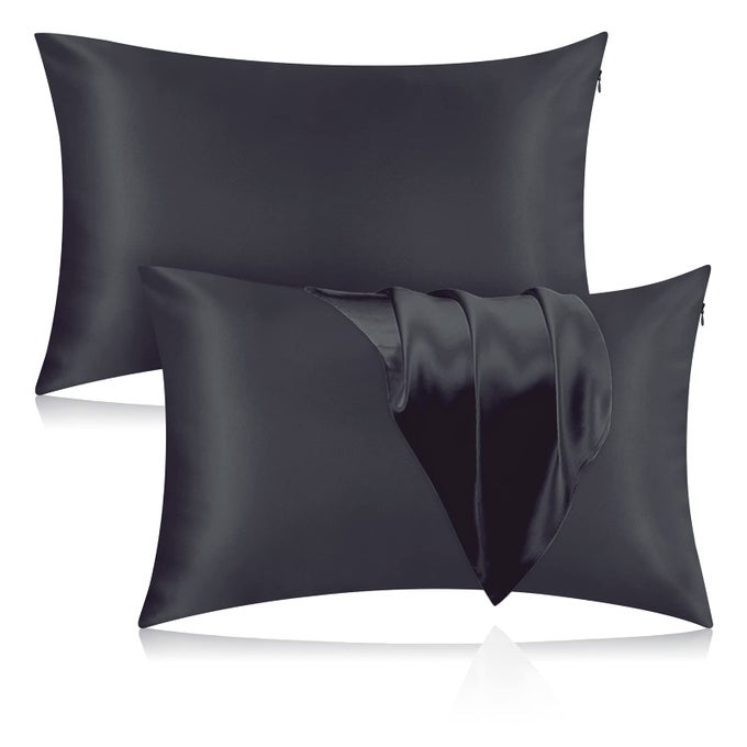 SILK PILLOWCASE FOR HAIR AND SKIN 2 PACK 100 MULBERRY SILK PILLOWCASE 25 MOMME 600 THREAD COUNT BOTH SIDE PURE SILK PILLOW COVER WITH HIDDEN ZIPPER BLACKGRAY STANDARD 2026