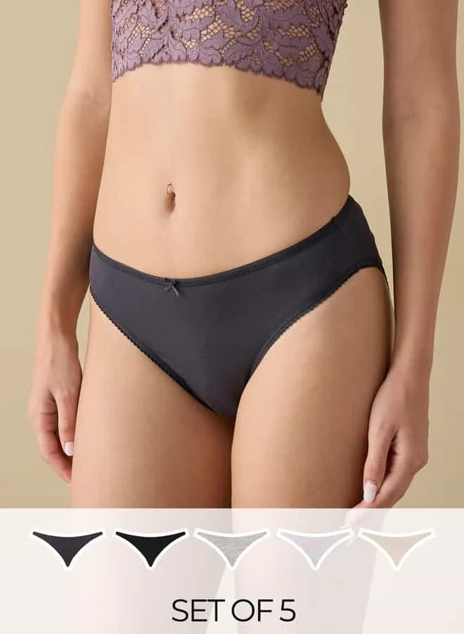 Splash FAV Set of 5 - Bikini Briefs with Lace Detail and Elasticated Waistband