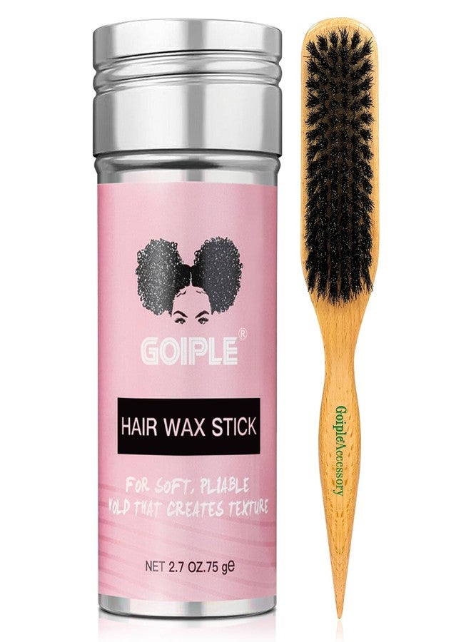 Goiple Slick Back Hair Brush & Wax Stick Set for Slick Back Hair - Teasing Boar Bristle Hair Brush for Sleek, Control, Flyaways & Baby Hairs - Wax Stick for Women Sectioning & Smoothing Ponytail Bun - Image 1