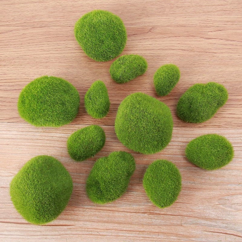 comfrt Moss Stone Vivid Moss Balls Decorative Balls Simulation Balls for Terrarium Aquariums Glass Jar Decoration 12pcs - Image 4