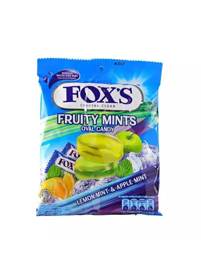 Foxs Crystal Clear Fruity Mints Oval Candy Lemon Mint and Apple Mint Flavour, 125g