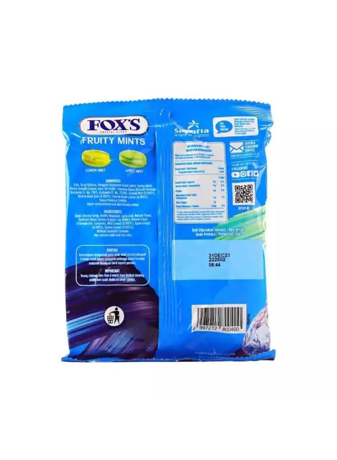 Foxs Crystal Clear Fruity Mints Oval Candy Lemon Mint and Apple Mint Flavour, 125g