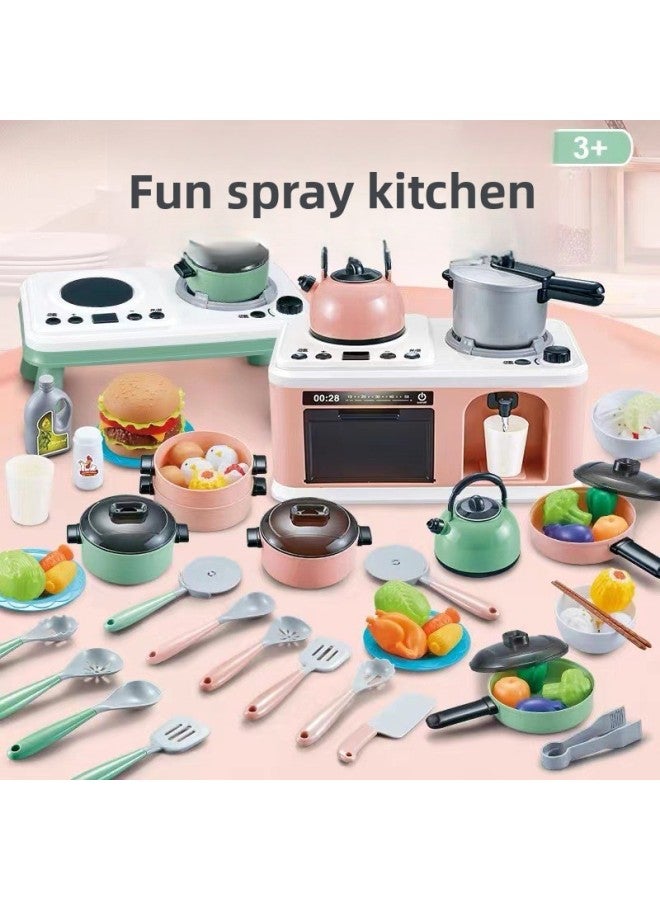 Children's Playhouse Kitchenette Toy Set Cutting Vegetables Cooking Cooking Baby Cutting Fruit Boys And Girls Simulation Kitchenware-Specifications:【Pink】 Induction Cooker 27-piece Set-with Light Sound Effect 【Mail Order Box】】 - Image 2