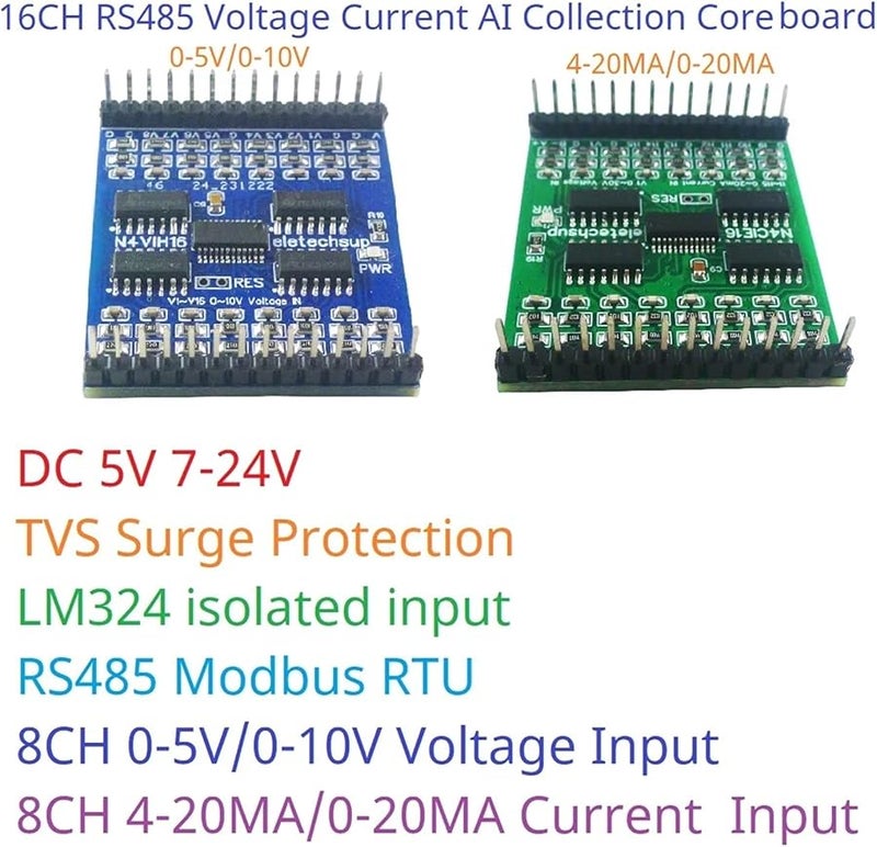 16AI RS485 Modbus RTU ADC Module 0 5V 0 10V 4 20mA Analog Input DC 5V 12V 24V - Image 4