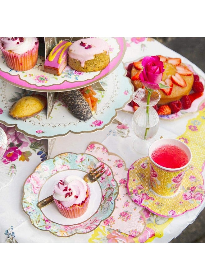 Talking Tables أكواب شاي وصحون مزينة بالزهور من تالكينغ تيبلز، مجموعة من 12، ارتفاع 8 سم، 3 إنش، ألوان مختلطة - Image 5