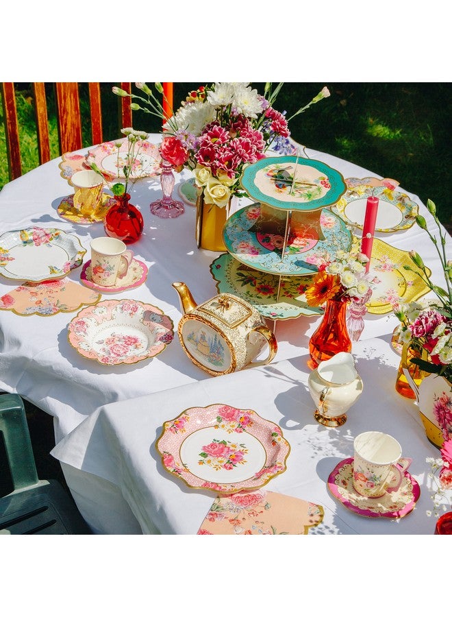 Talking Tables أكواب شاي وصحون مزينة بالزهور من تالكينغ تيبلز، مجموعة من 12، ارتفاع 8 سم، 3 إنش، ألوان مختلطة - Image 2