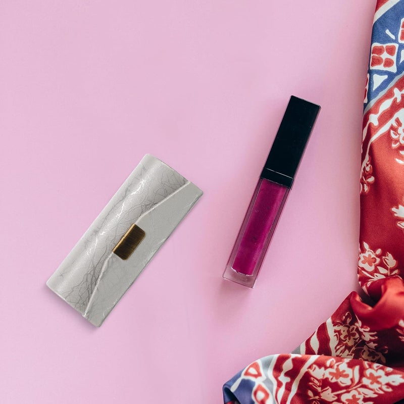 PU Leather Lipstick Case: Small Lipstick Holder with Mirror for Purse Women Rectangle Makeup Travel Cases Portable Pouch Travel Cosmetic Silver - Image 5
