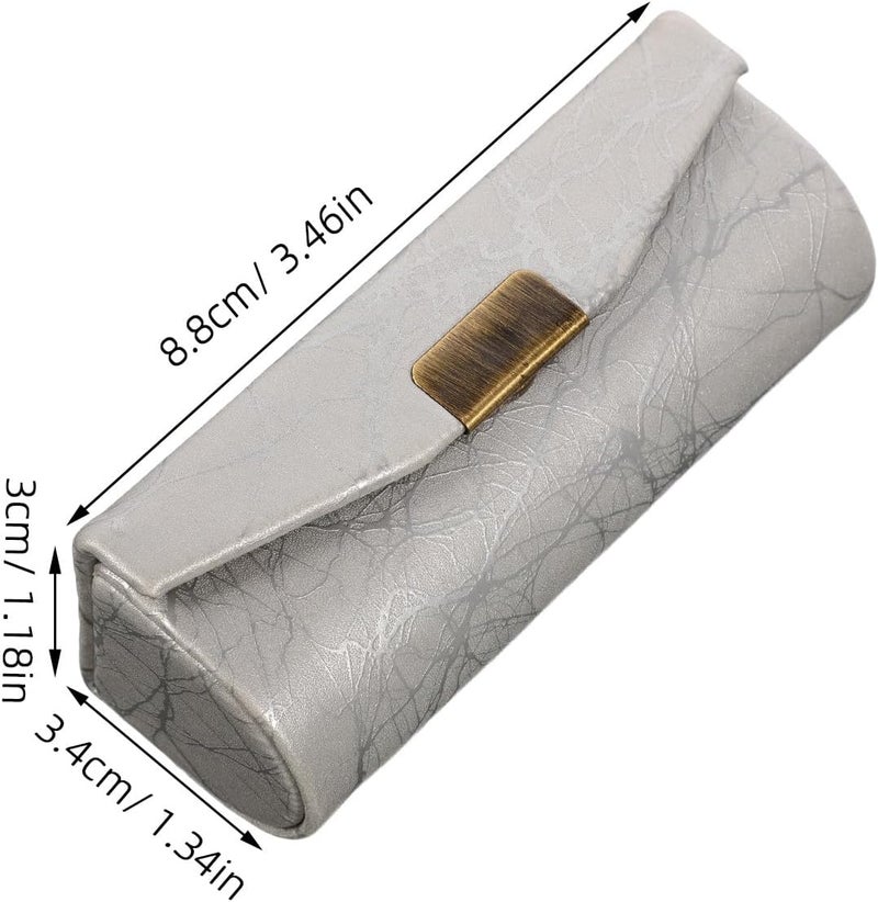 PU Leather Lipstick Case: Small Lipstick Holder with Mirror for Purse Women Rectangle Makeup Travel Cases Portable Pouch Travel Cosmetic Silver - Image 2