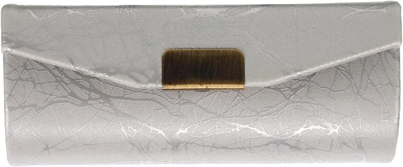 PU Leather Lipstick Case: Small Lipstick Holder with Mirror for Purse Women Rectangle Makeup Travel Cases Portable Pouch Travel Cosmetic Silver - Image 1