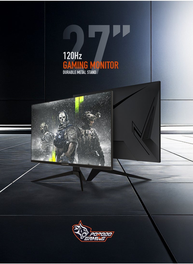 بورودو - شاشة 27 بوصة FHD/120Hz / تصميم بدون إطار / إضاءة RGB / وظيفة Overdrive / حامل معدني متين / شاشة 16.7 مليون لون - أسود - Image 1