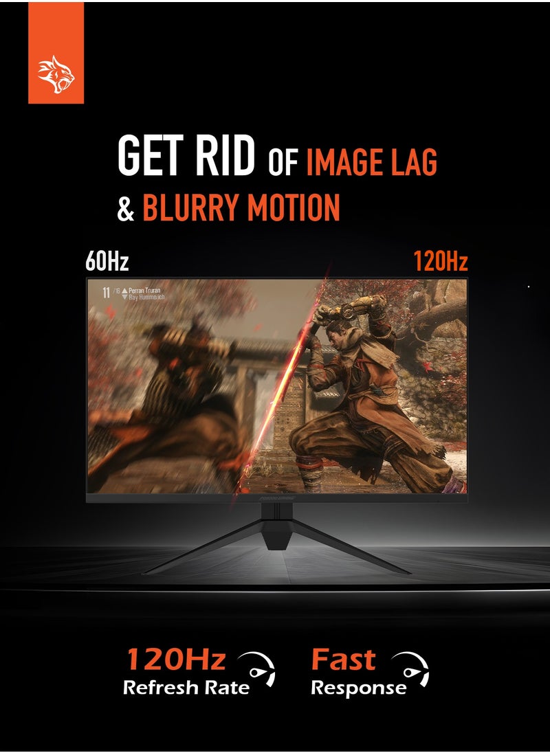 بورودو - شاشة 27 بوصة FHD/120Hz / تصميم بدون إطار / إضاءة RGB / وظيفة Overdrive / حامل معدني متين / شاشة 16.7 مليون لون - أسود - Image 1