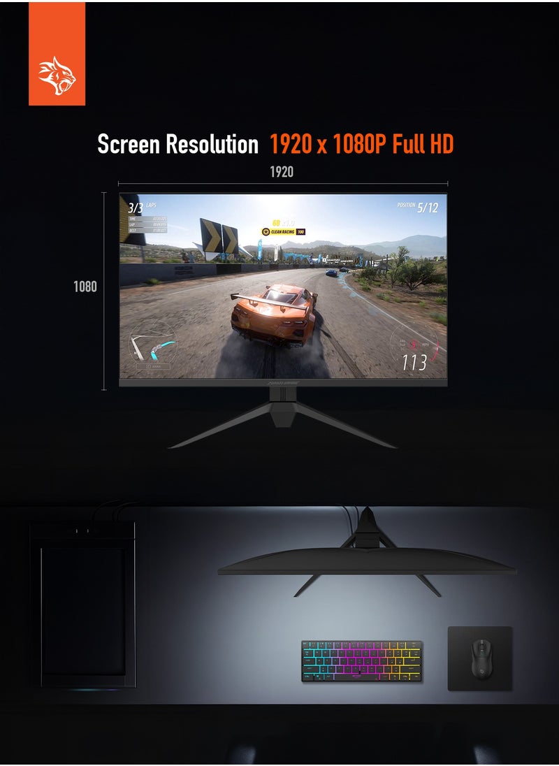 بورودو - شاشة 27 بوصة FHD/120Hz / تصميم بدون إطار / إضاءة RGB / وظيفة Overdrive / حامل معدني متين / شاشة 16.7 مليون لون - أسود - Image 1
