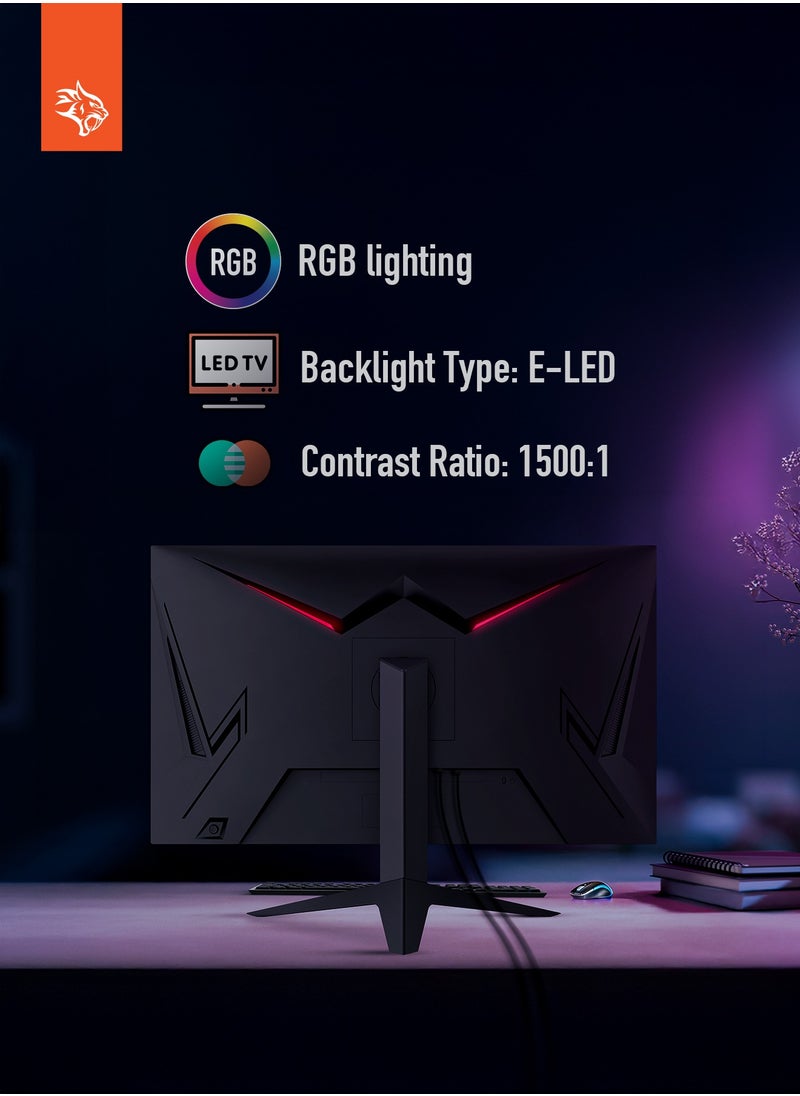بورودو - شاشة 27 بوصة FHD/120Hz / تصميم بدون إطار / إضاءة RGB / وظيفة Overdrive / حامل معدني متين / شاشة 16.7 مليون لون - أسود - Image 1