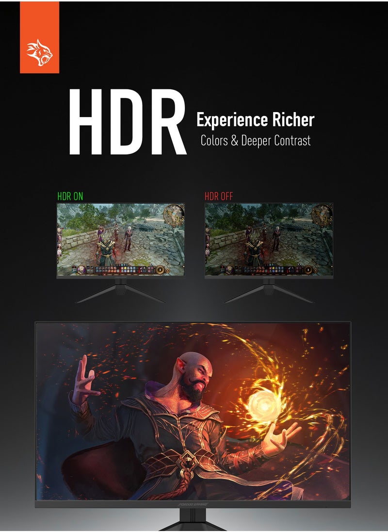 بورودو - شاشة 27 بوصة FHD/120Hz / تصميم بدون إطار / إضاءة RGB / وظيفة Overdrive / حامل معدني متين / شاشة 16.7 مليون لون - أسود - Image 1