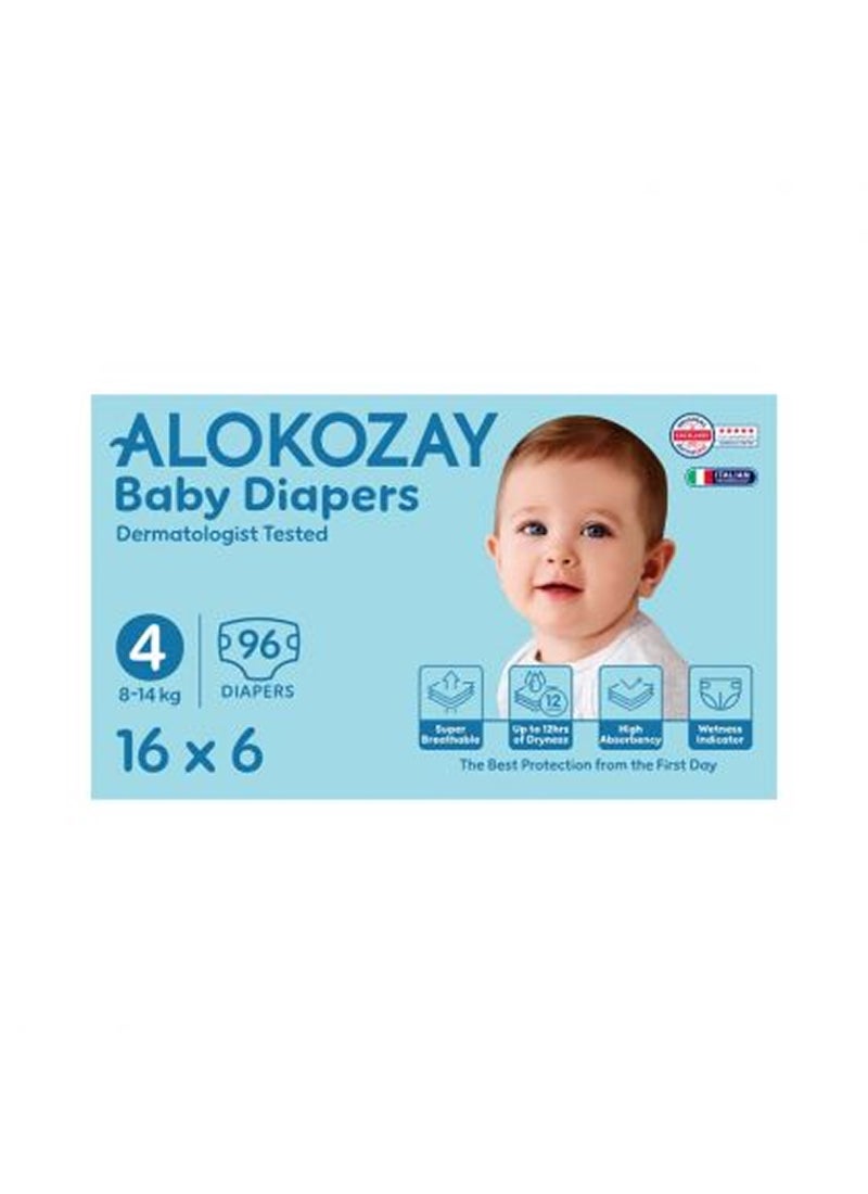Alokozay Premium Baby Diapers - Size 4 8-14 Kg 6 x 16 Diapers - Image 1