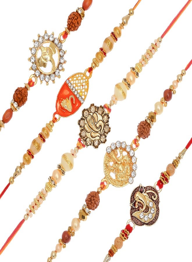 Poorak Rakhi Ganesha Collection Pack of 5 Ganesha Rakhi for Brother - Image 1