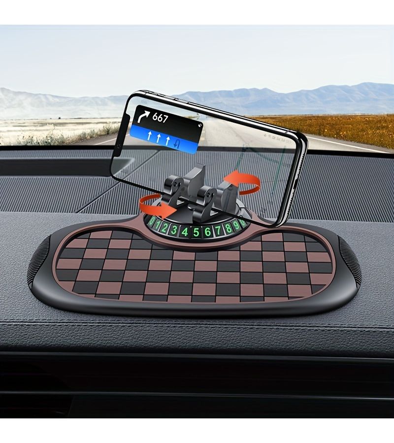 Black White Car Anti Slip Mat Large Multifunctional Dashboard Mobile Phone Storage Heat Resistant Sun Proof - Image 4