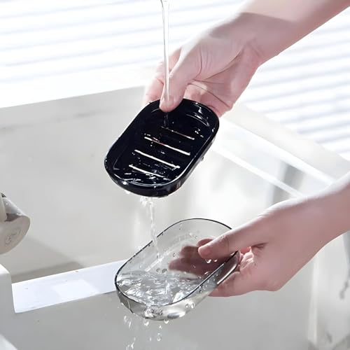 Boniry Plastic 2 Pcs Super Powerful Soap Holder, Soap Case Stand Self Draining Soap Dish Holder, Box for Bathroom, Kitchen, Wash Basins Holder (Black Soap Dish) - Image 4