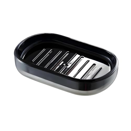 Boniry Plastic 2 Pcs Super Powerful Soap Holder, Soap Case Stand Self Draining Soap Dish Holder, Box for Bathroom, Kitchen, Wash Basins Holder (Black Soap Dish) - Image 1
