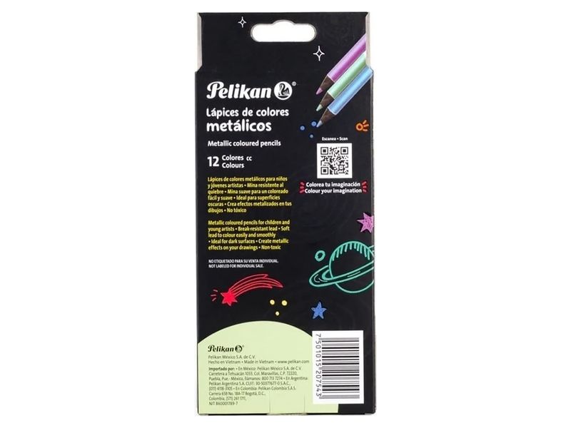 Pelikan Metallic Colored Pencils, Round Body, 2.9mm Lead, 12 Count - Image 2