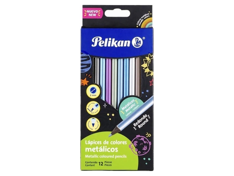 Pelikan Metallic Colored Pencils, Round Body, 2.9mm Lead, 12 Count - Image 1