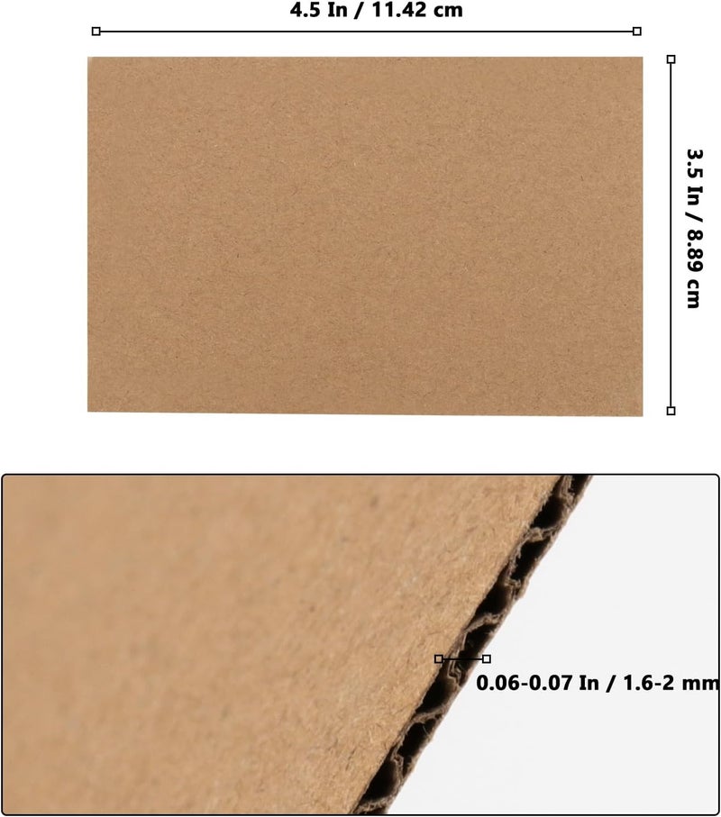 MUKLEI عبوة من 300 قطعة من ألواح الكرتون المموج مقاس 3.5 × 4.5 بوصة، سمك 2 مم، إدراجات كرتون بنية للتغليف، ألواح كرتون مسطحة ووسادات مموجة للشحن والبريد والحرف اليدوية - Image 2